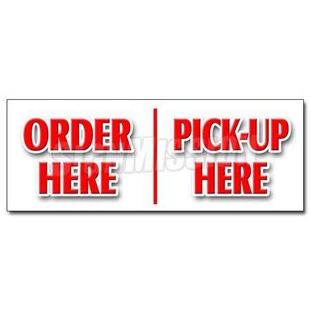 SIGNMISSION ORDER HERE PICK-UP HEREsticker hamburger pizza french fry ice cream, D-12 Order Here Pickup Here D-12 Order Here Pickup Here